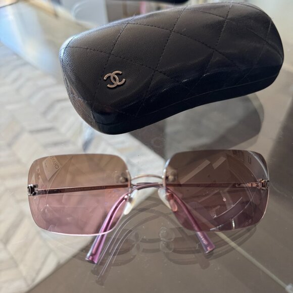 Authentic Chanel CC Logo Rimless Sunglasses - Picture 10 of 10